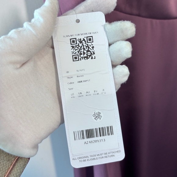 Azazie Bondi Amethyst Mauve Flutter Sleeve Square Neck Slit Bridesmaid Dress NWT - Picture 5 of 10